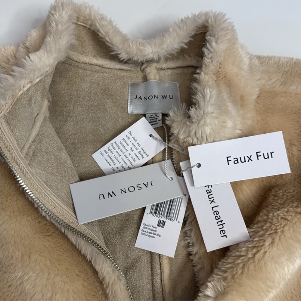 Jason Wu faux fur light beige half zip jacket - Picture 9 of 11